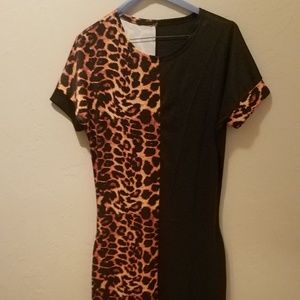 Long black and leopard  dress